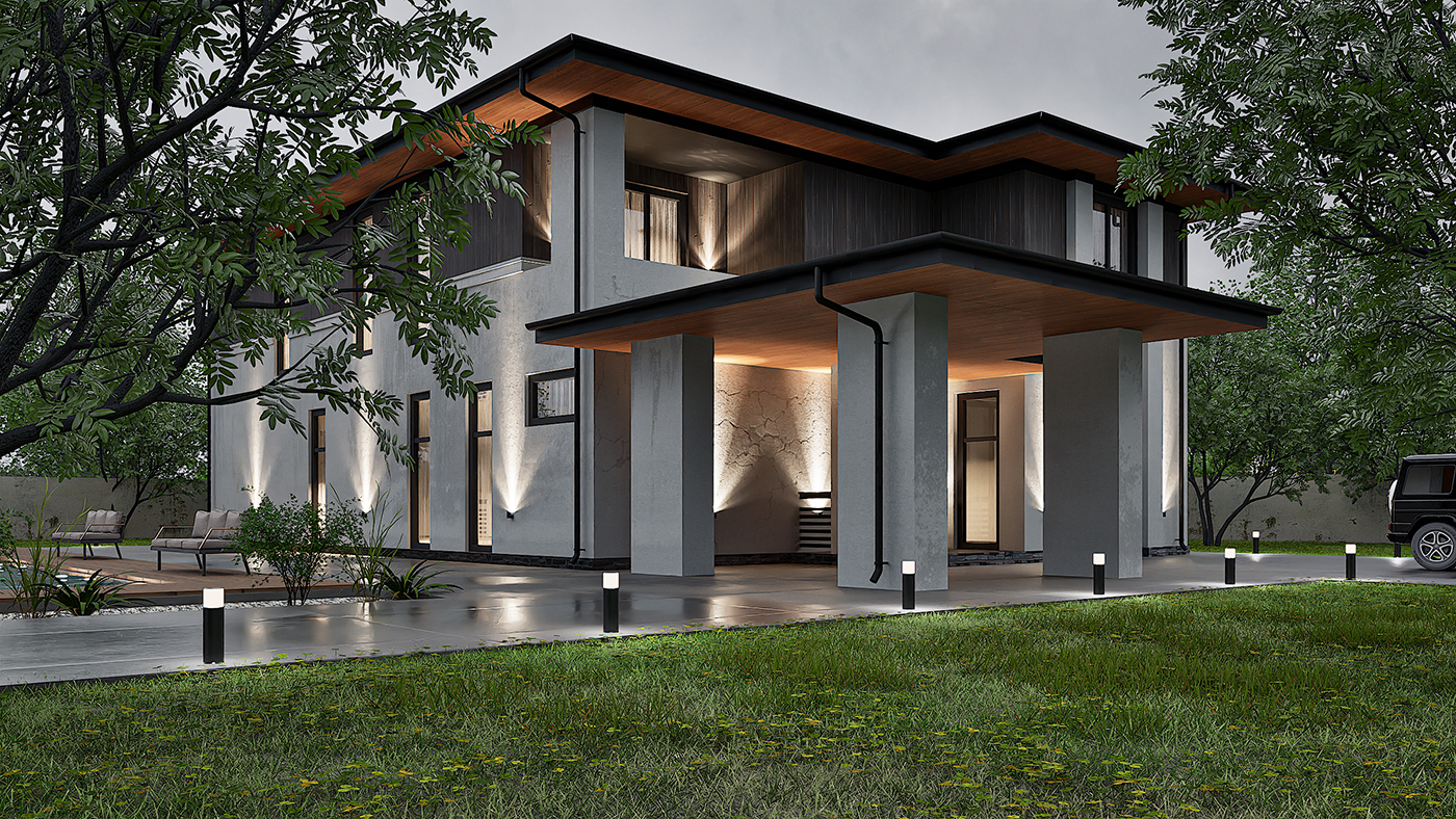 2-х этажный дом в современном стиле.